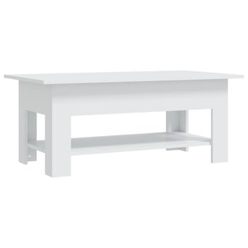 Mesa De Centro Madera De Ingeniería Blanca 102x55x42 Cm