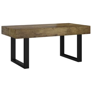 Mesa De Centro Mdf Y Hierro Marrón Oscuro Y Negro 90x45x40 Cm