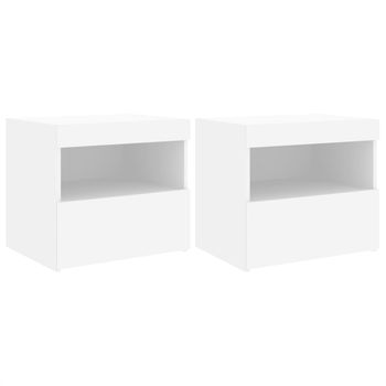 Mesitas De Noche Con Luces Led 2 Unidades Blanco 50x40x45 Cm