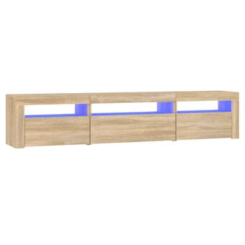 Mueble De Tv Con Luces Led Roble Sonoma 195x35x40 Cm