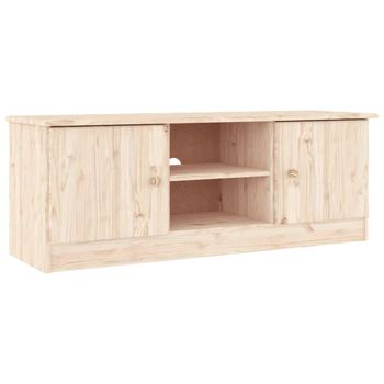 Mueble De Tv Alta Madera Maciza De Pino 112x35x41 Cm