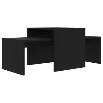 Set De Mesas De Centro Madera Contrachapada Negro 100x48x40 Cm