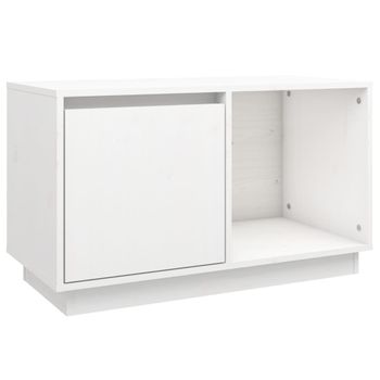 Mueble Para Tv De Madera Maciza De Pino Blanco 74x35x44 Cm