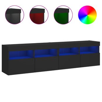 Muebles De Tv De Pared Con Luces Led 2 Unidades Negro 80x30x40 Cm