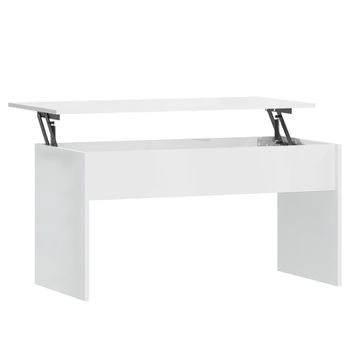 Mesa De Centro Contrachapada Blanco Brillante 102x50,5x52,5 Cm