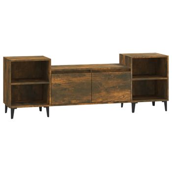 Mueble Para Tv Madera Contrachapada Roble Ahumado 160x35x55 Cm