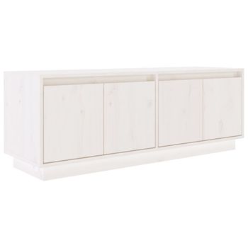 Mueble De Tv De Madera Maciza De Pino Blanco 110x34x40 Cm