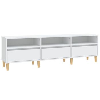 Mueble De Tv Madera Contrachapada Blanco 150x30x44,5 Cm