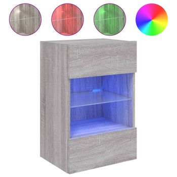 Mueble De Tv De Pared Con Luces Led Gris Sonoma 40x30x60,5 Cm