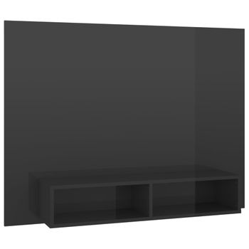 Mueble Tv De Pared Contrachapado Gris Brillante 120x23,5x90 Cm