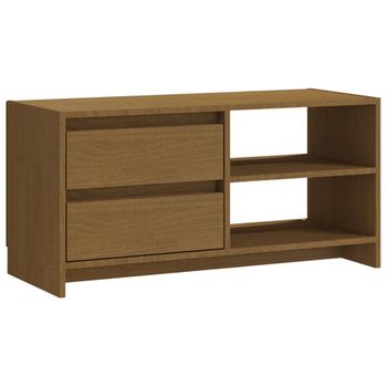 Mueble Para Tv De Madera Maciza Pino Marrón Miel 80x31x39 Cm