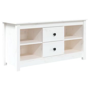 Mueble Para Tv De Madera Maciza De Pino Blanco 103x36,5x52 Cm