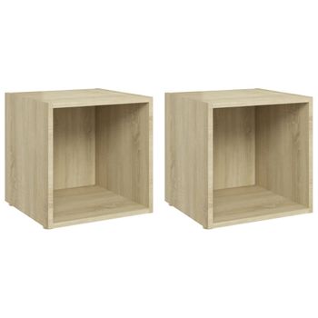 Muebles De Tv 2unidades Madera Contrachapada Roble Sonoma 37x35x37cm