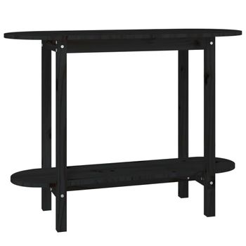 Mesa Consola Madera Maciza De Pino Negro 110x40x80 Cm