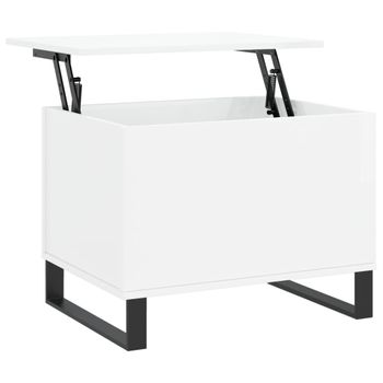 Mesa De Centro Madera Contrachapada Blanco Brillo 60x44,5x45 Cm