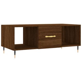 Mesa De Centro Madera Contrachapada Roble Marrón 102x50x40 Cm