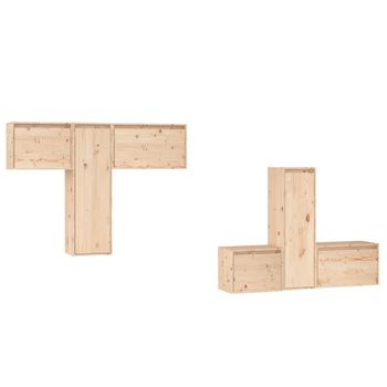 Muebles Para Tv 6 Piezas Madera Maciza De Pino