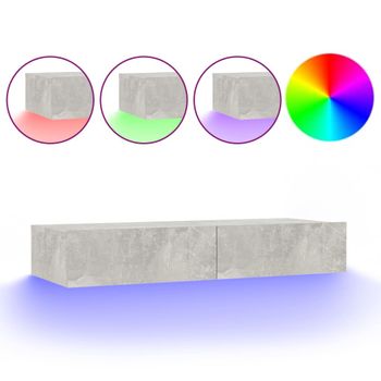 Mueble Para Tv Con Luces Led Gris Hormigón 90x35x15,5 Cm