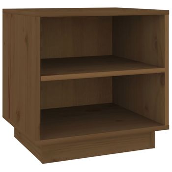 Mesita De Noche De Madera Maciza De Pino Marrón Miel 40x34x40cm