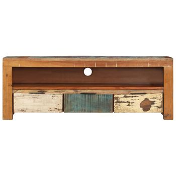 Mueble De Tv Madera Maciza Reciclada 110x30x40 Cm