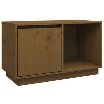 Mueble De Tv Madera Maciza De Pino Marrón Miel 74x35x44 Cm