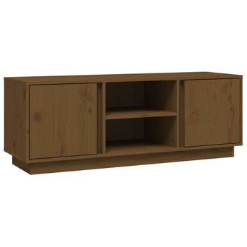 Mueble De Tv Madera Maciza De Pino Marrón Miel 110x35x40,5 Cm