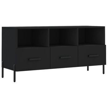 Mueble De Tv Madera De Ingeniería Negro 102x36x50 Cm