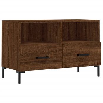 Mueble Para Tv Madera Contrachapada Roble Marrón 80x36x50 Cm