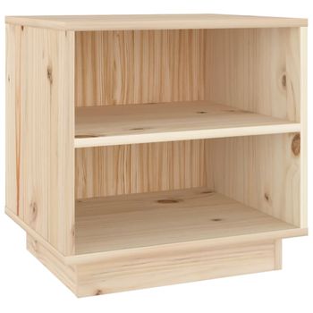 Mesita De Noche De Madera Maciza De Pino 40x34x40 Cm