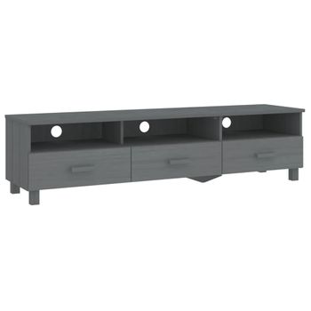 Mueble De Tv Hamar Madera Maciza Pino Gris Oscuro 158x40x40 Cm