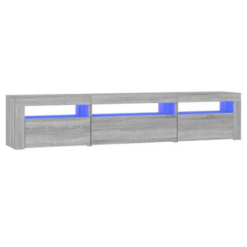 Mueble De Tv Con Luces Led Gris Sonoma 195x35x40 Cm