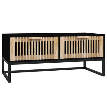 Mesa De Centro Hierro Y Madera Contrachapada Negro 80x40x35 Cm