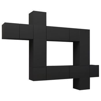 Juego De Mueble Para Tv De 10 Piezas Aglomerado Negro