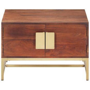 Mesa De Centro Madera Maciza De Acacia Marrón Miel 67x67x45 Cm