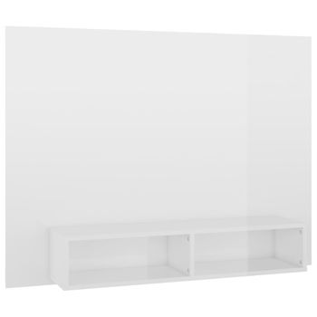 Mueble Tv De Pared Contrachapado Blanco Brillante 120x23,5x90cm