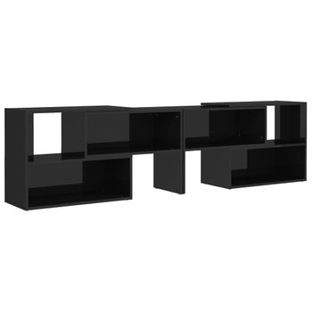 Mueble De Tv Madera Contrachapada Negro Brillante 149x30x52 Cm