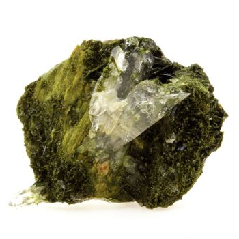 Quartz Epidote - Pierre Natural De Francia, Bourg D'oisans - Pierre De Healing And Personal Growth - 450.9 Ct - Certificado De Autenticidad Incluido | 75 X 60 X 30 Mm