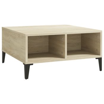 Mesa De Centro Madera Contrachapada Roble Sonoma 60x60x30 Cm