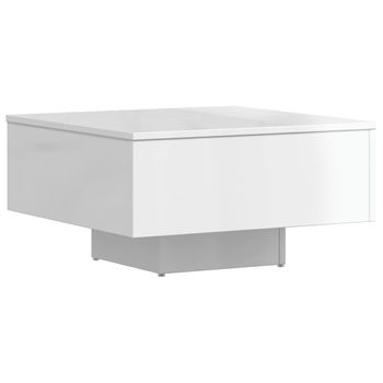 Mesa De Centro De Aglomerado Blanco Brillante 60x60x31,5 Cm