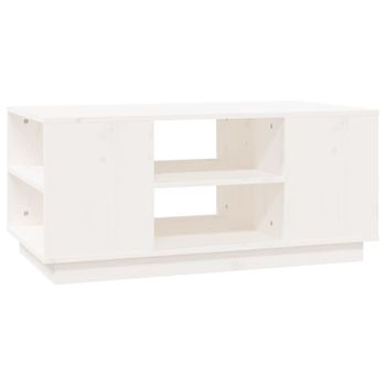 Mesa De Centro De Madera Maciza De Pino Blanco 90x49x40,5 Cm