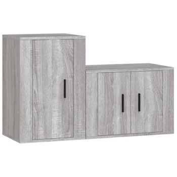 Set De Muebles Para Tv 2 Piezas Madera Contrachapada Gris Sonoma