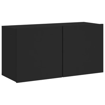 Mueble Para Tv De Pared Negro 80x30x41 Cm