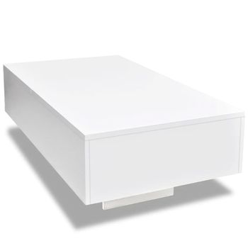 Mesa De Centro Rectangular Blanco Con Brillo