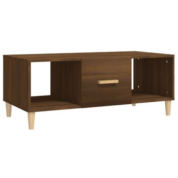 Mesa De Centro Madera Contrachapada Roble Marrón 102x50x40 Cm