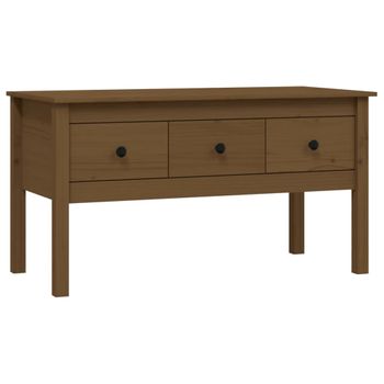 Mesa De Centro Madera Maciza De Pino Marrón Miel 102x49x55 Cm