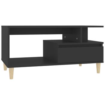 Mesa De Centro Madera Contrachapada Negro 90x49x45 Cm