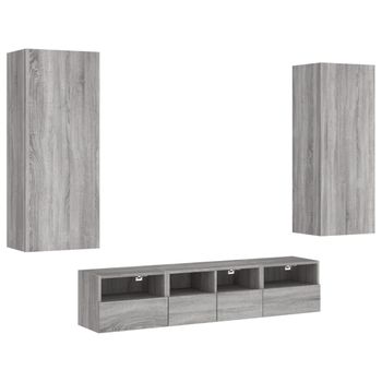 Muebles De Tv De Pared 5 Piezas Madera De Ingeniería Gris Sonoma