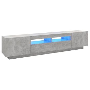 Mueble Para Tv Con Luces Led Gris Hormigón 200x35x40 Cm