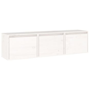 Muebles Para Tv 3 Piezas Madera Maciza De Pino Blanco