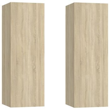 Muebles De Tv 2 Unidades Madera Contrachapada Roble 30,5x30x90 Cm